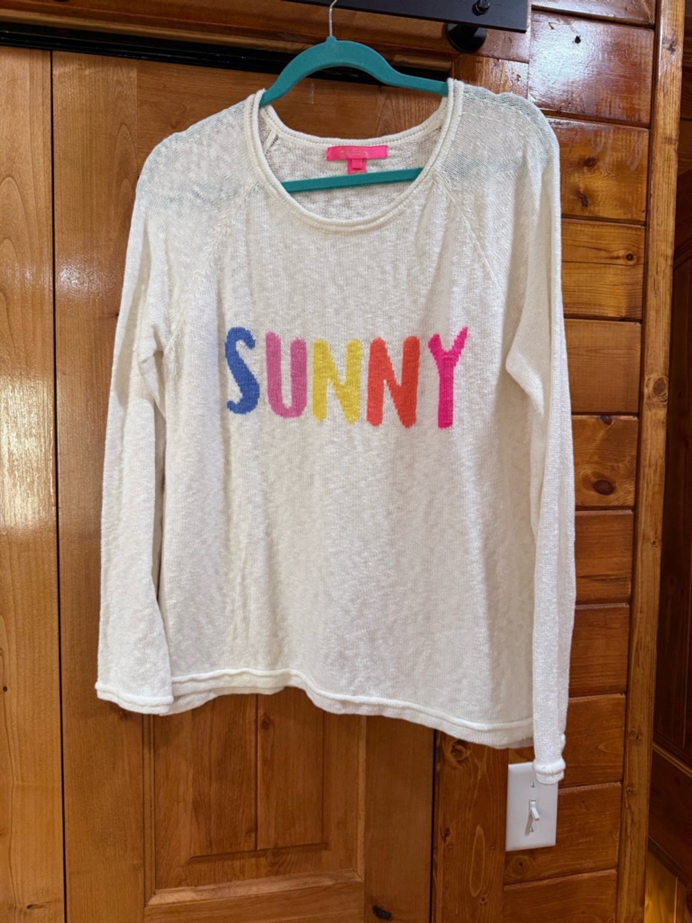 Lilly Pulitzer Cream Pullover with Multicolor SUNNY Letters